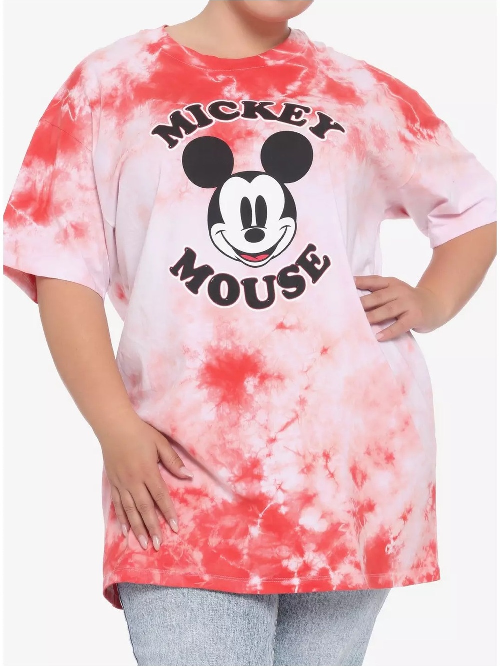 Like NEW Disney Mickey Mouse Red Tie-Dye Oversized Girls T-Shirt Plus Size